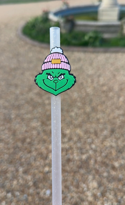 Grinch straw topper