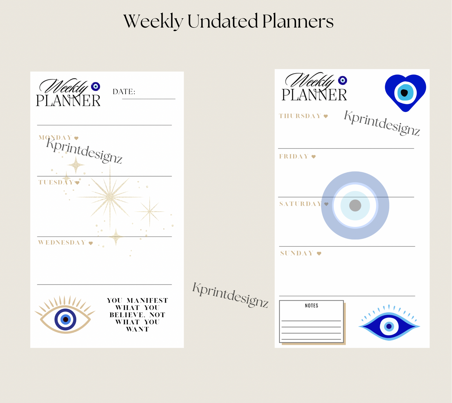 Evil eye A5 agenda planner inserts