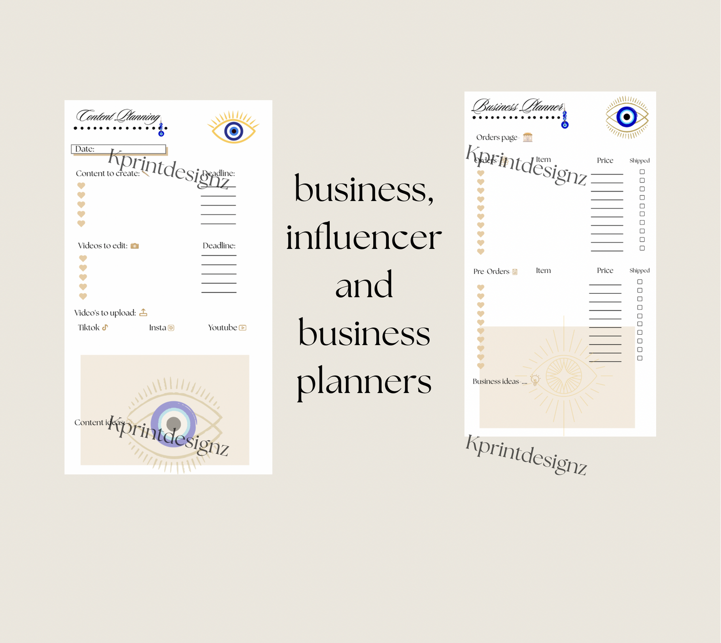 Evil eye A5 agenda planner inserts