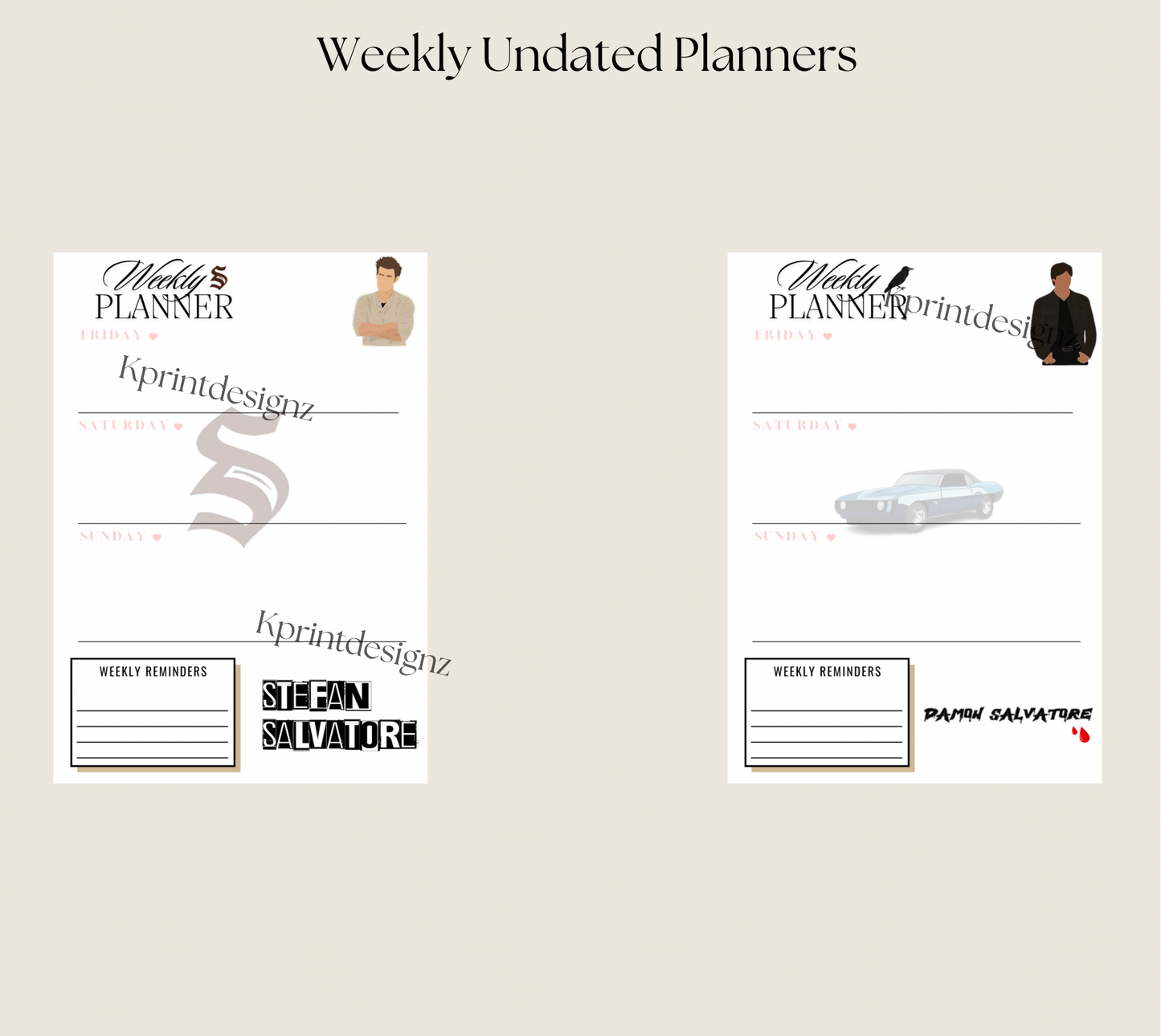 The vampire diaries A5 UNDATED planner refills