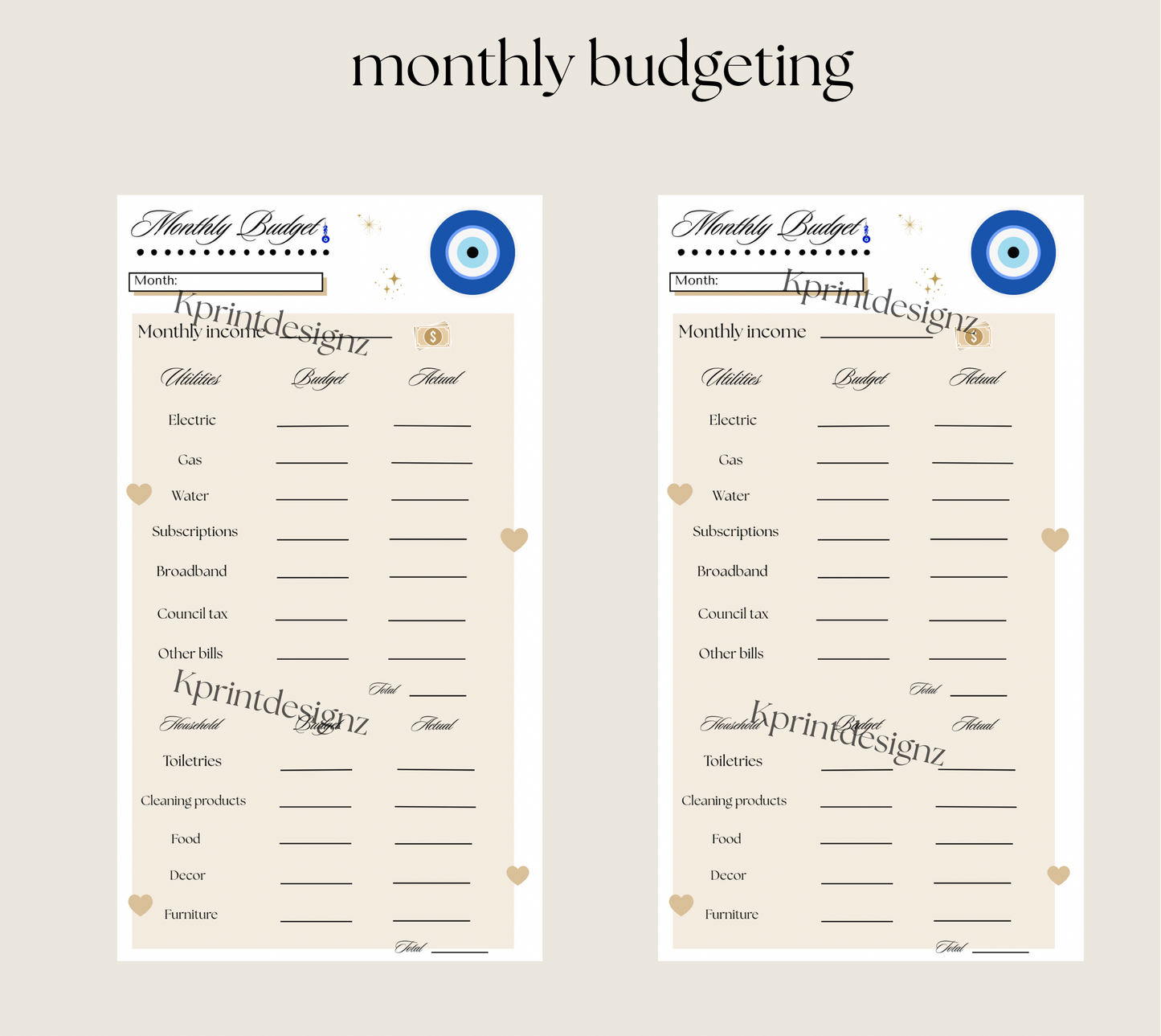 Evil eye A5 agenda planner inserts
