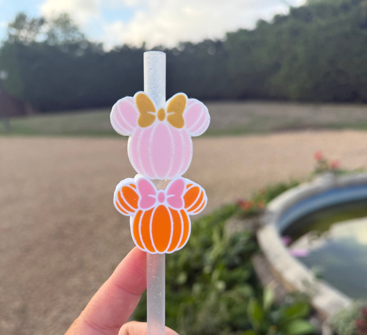 Minnie pumpkin straw topper