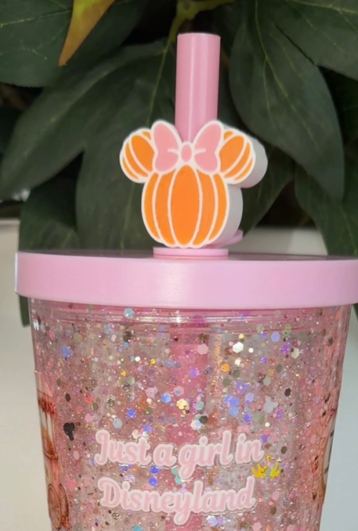 Minnie pumpkin straw topper