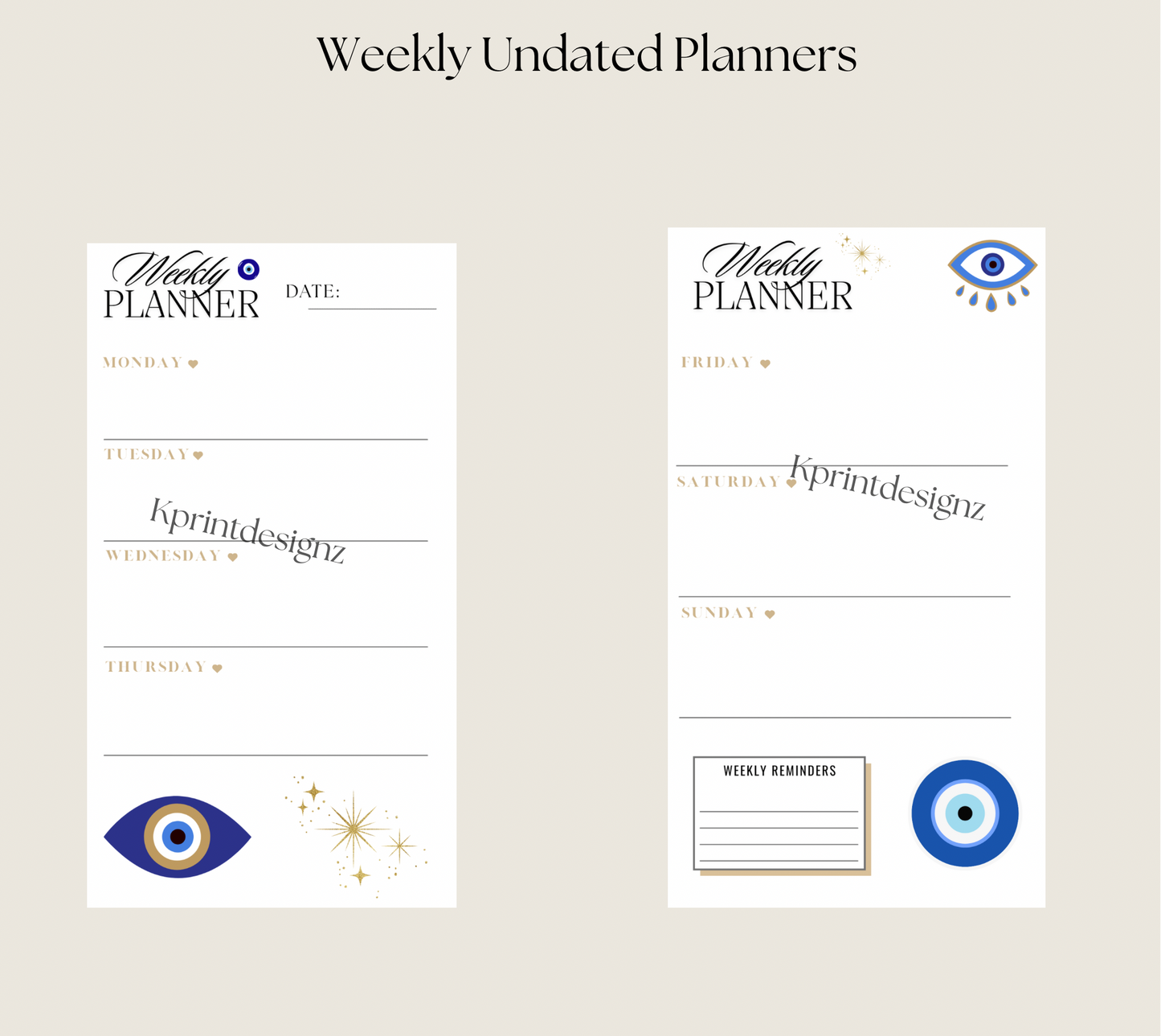 Evil eye A5 agenda planner inserts