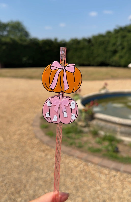 Pumpkin bow straw topper