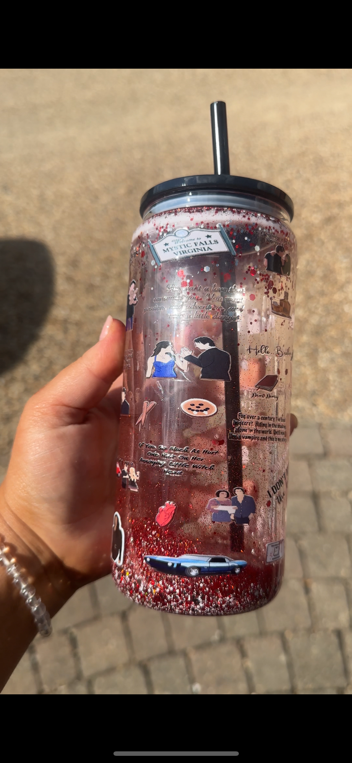 Vampire diaries Glass snowglobe tumbler