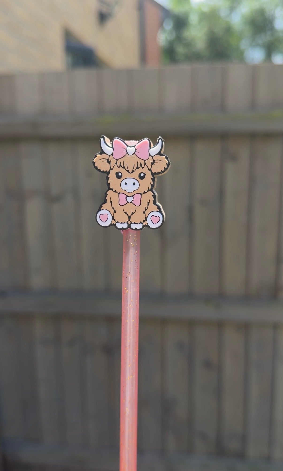 Highland cow straw topper