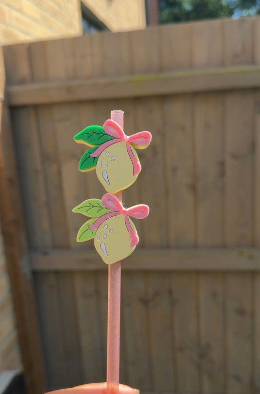 Lemon bow straw topper